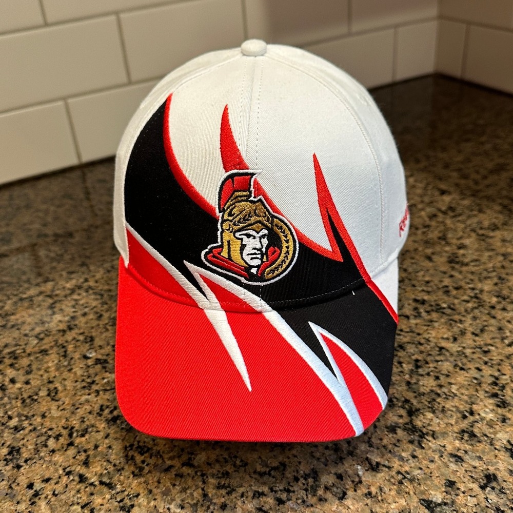 Vtg Ottawa Senators Hat Reebok Adjustable White Red NHL Hockey Deadstock New